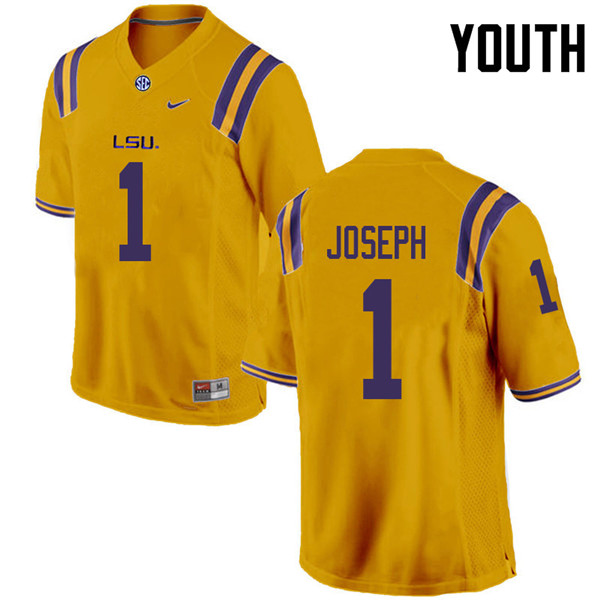 Youth #1 Kelvin Joseph LSU Tigers College Football Jerseys Sale-Gold